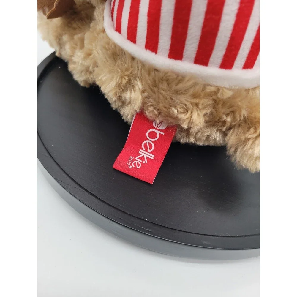Belkie Bear 2017 Christmas Teddy Holiday Santa Hat with Felt Book Puppy 17” Tan